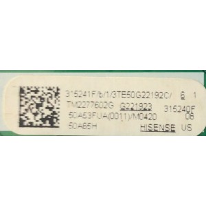 MAIN FUENTE (COMBO) PARA TV HISENSE ((GOOGLE TV)) / NUMERO DE PARTE 315241 / RSAG7.820.12366/ROH / 315240 / 505A53FUA(0011) / PANEL HD500Y1U91-T0L2\GM\GCKD3A\ROH / DISPLAY CV500U2-L01 REV:02 / MODELOS 50A6H / 50A65H 505A53FUA